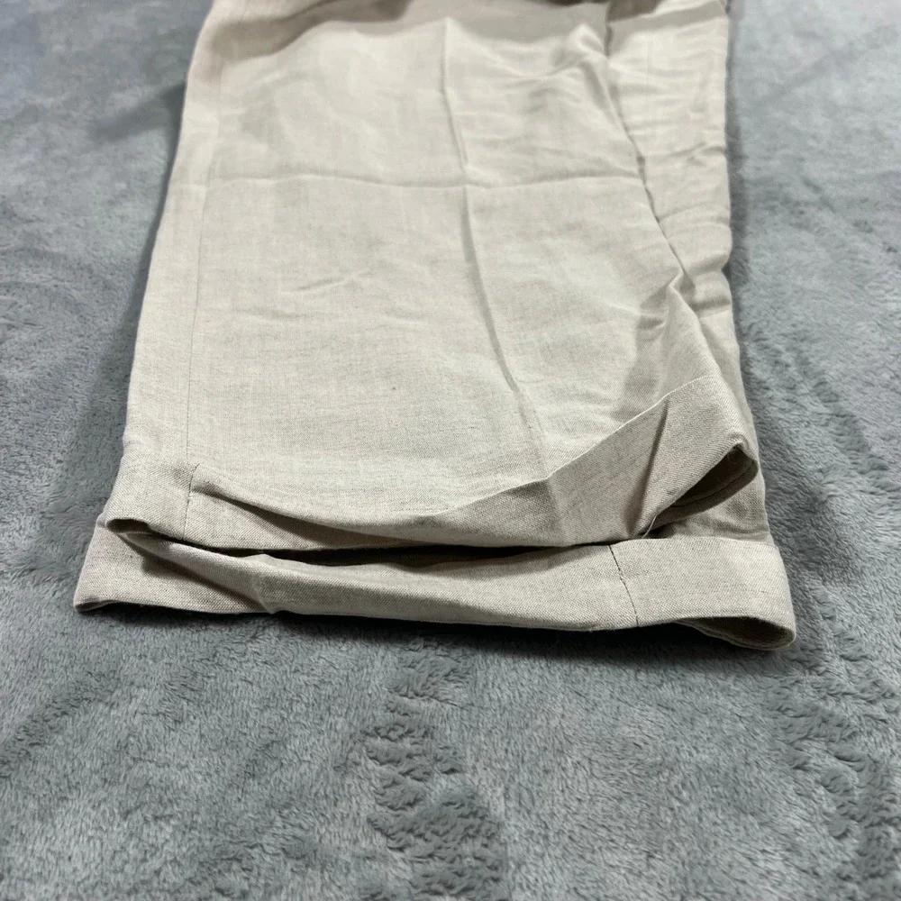Barcelino Linen Pleated Pants Mens 32 Beige Good Made in Italy Luxury Trousers